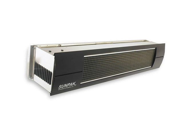 Sunpak S34 S-B 12004-12020 2 Natural Gas Outdoor Infrared Patio Heater in Stainless Steel 34000 BTUs with Black Front Fascia Kit - 48 x 10 x 8 in.