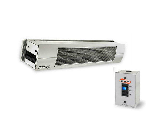 Sunpak S34 S TSH-SS 12040LP-12020 Liquid Propane Outdoor Infrared Patio Heater in Stainless Steel 34000 BTUs with Stainless Steel Front Fascia Kit - 48 x 10 x 8 in.