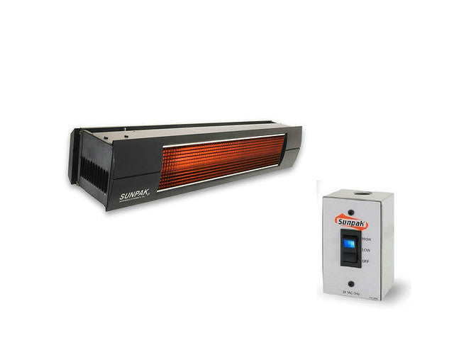 Sunpak S34 B TSH-B 12042-12020 2 Natural Gas Outdoor Infrared Patio Heater in Black 34000 BTUs with Black Front Fascia Kit - 48 x 10 x 8 in.