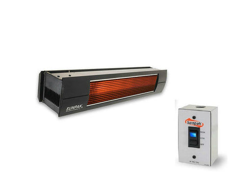 Sunpak S34 B TSH-B 12042LP-12020 2 Liquid Propane Outdoor Infrared Patio Heater in Black 34000 BTUs with Black Front Fascia Kit - 48 x 10 x 8 in.