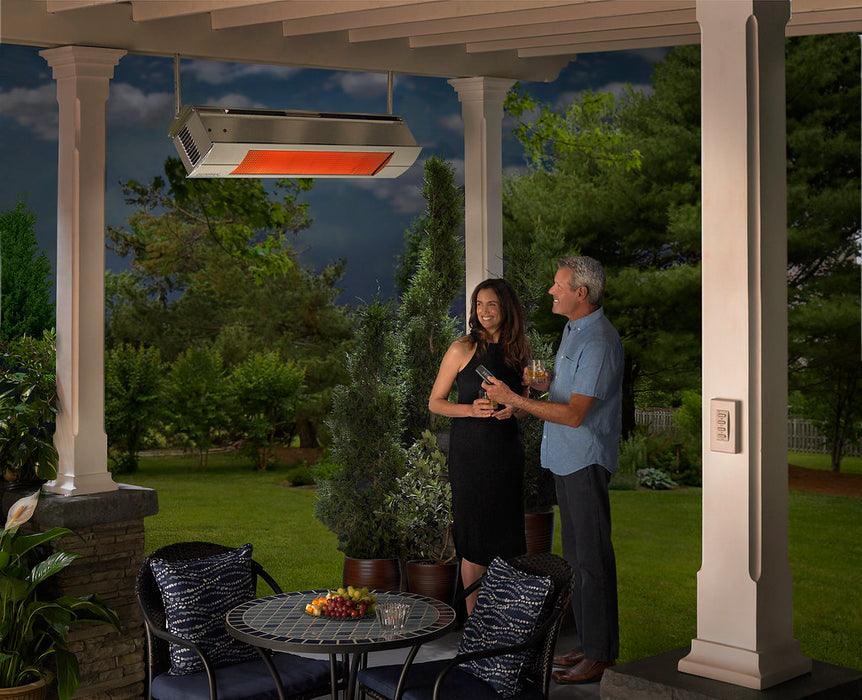 Sunpak S34 S-SS 12004LP-12020 Liquid Propane Outdoor Infrared Patio Heater in Stainless Steel 34000 BTUs with Stainless Steel Front Fascia Kit - 48 x 10 x 8 in.