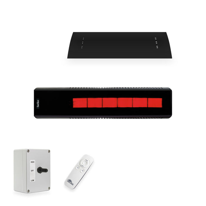 Sunstar Glass Series N10 SGL0 35000-24000 BTUs Natural Gas Radiant Infrared Horizontal Mount Patio Heater with Wireless Remote Control in 48 x 11.8 x 9.6 in. - Black Color