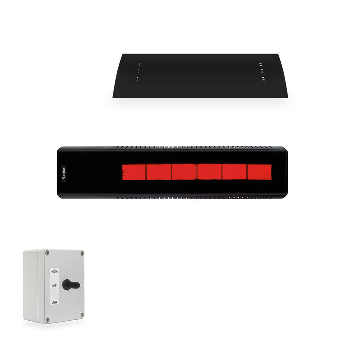 Sunstar Glass Series N7 SGL0 35000-24000 BTUs Natural Gas Radiant Infrared Horizontal Mount Patio Heater in 48 x 11.8 x 9.6 in. - Black Color