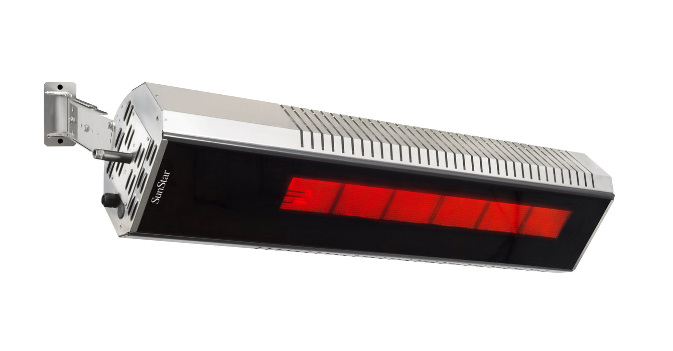 Sunstar Marine Grade Series N10 MGL1560 35000-24000 BTUs Natural Gas Radiant Infrared Angled Mount Patio Heater with Wireless Remote Control in 48 x 11.8 x 9.6 in. - Stainless Steel Color