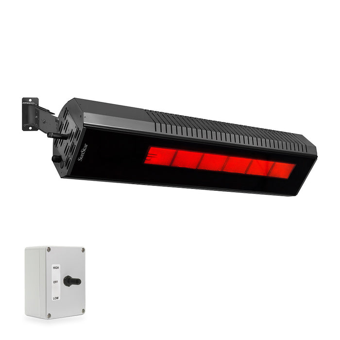 Sunstar Glass Series N7 SGL1560 35000-24000 BTUs Natural Gas Radiant Infrared Angled Mount Patio Heater in 48 x 11.8 x 9.6 in. - Black Color