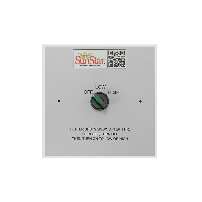 Sunstar Patio Heater Accessory Single Switch Controller with Built-In Solid State Timer and Luminated 3 Position Switch - 6 x 6 x 6 in. - Silver Finish