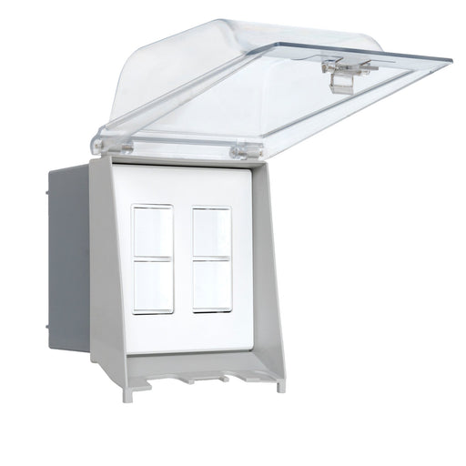 Eurofase EFDOWPW Surface Mount Dual Duplex Stack Switch With Weatherproof Cover and Gang Box - 5.00 in. x 2.50 in. x 4.5 in. - White Color