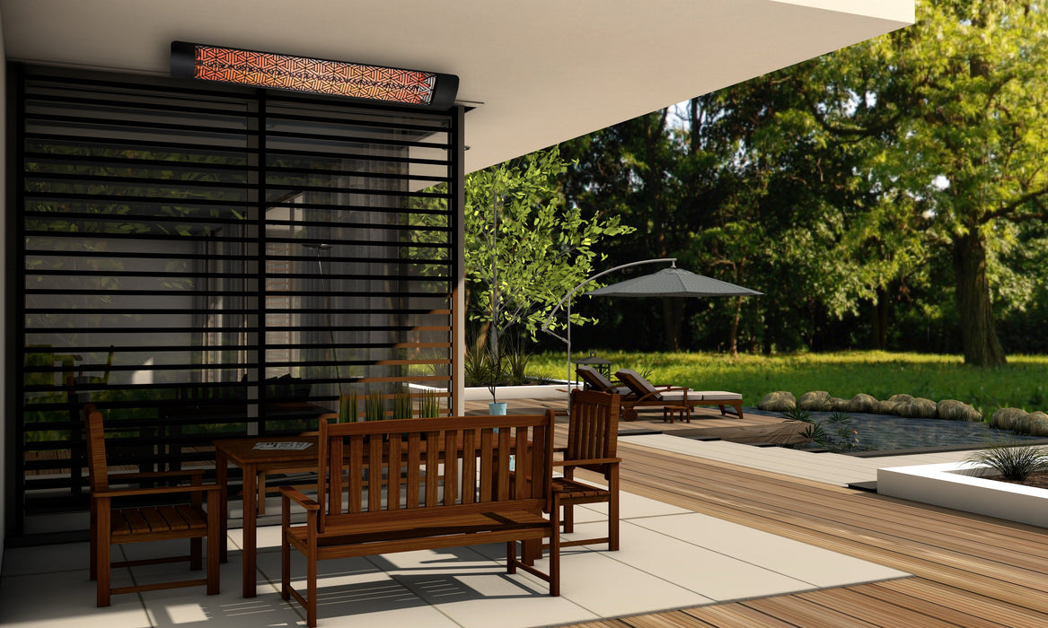 Eurofase EF15 Series Single Element EF15120B4 1500 Watts 120V Electric Infrared Patio Heater - 39.38 in. x 9.38 in. x 8.18 in. - Black Color