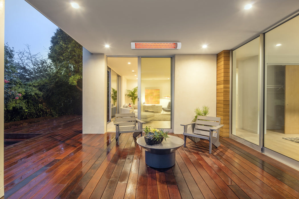 Eurofase EF30 Series Single Element EF30208W1 3000 Watts 208V Electric Infrared Patio Heater - 61.25 in. x 9.38 in. x 8.18 in. - White Color