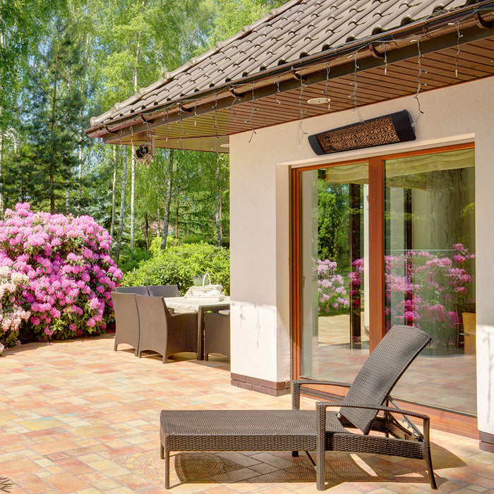 Eurofase EF20 Series Single Element EF20277B5 2000 Watts 277V Electric Infrared Patio Heater - 39.38 in. x 9.38 in. x 8.18 in. - Black Color