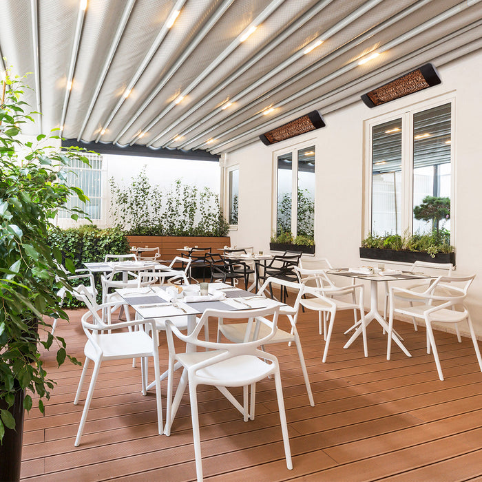 Eurofase EF30 Series Single Element EF30208W2 3000 Watts 208V Electric Infrared Patio Heater - 61.25 in. x 9.38 in. x 8.18 in. - White Color