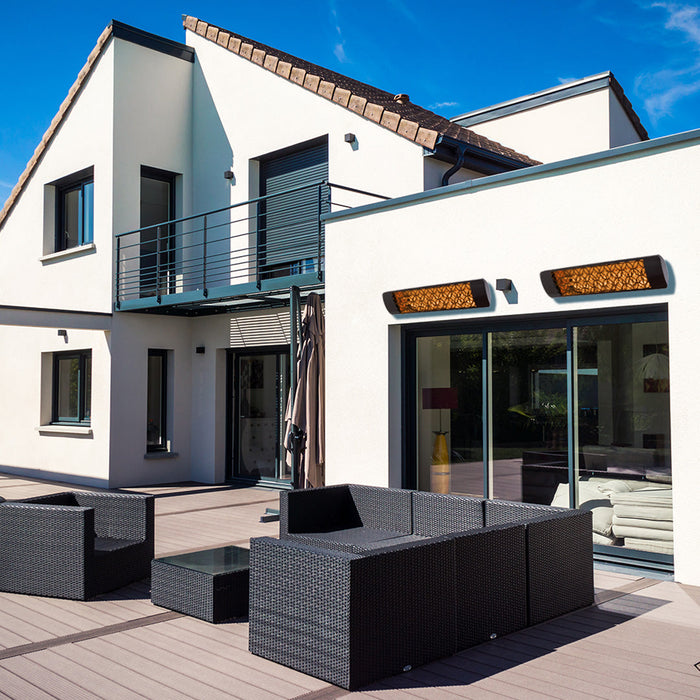 Eurofase EF20 Series Single Element EF20240S1 2000 Watts 240V Electric Infrared Patio Heater - 39.38 in. x 9.38 in. x 8.18 in. - Stainless Steel Color