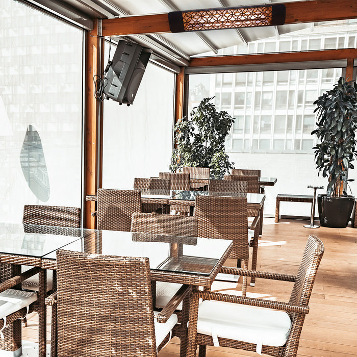 Eurofase EF40 Series Dual Element EF40240S 4000 Watts 240V Electric Infrared Patio Heater - 39.38 in. x 9.38 in. x 8.18 in. - Stainless Steel Color