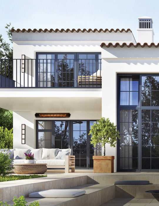 Eurofase EF20 Series Single Element EF20208W1 2000 Watts 208V Electric Infrared Patio Heater - 39.38 in. x 9.38 in. x 8.18 in. - White Color