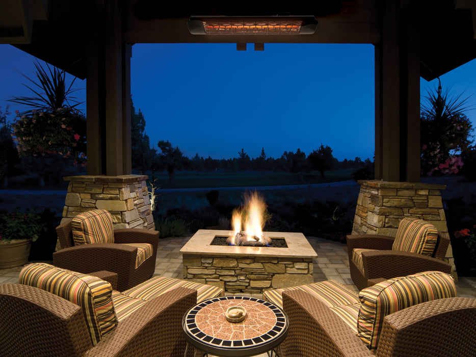 Eurofase EF25 Series Single Element EF25480S6 2500 Watts 480V Electric Infrared Patio Heater - 39.38 in. x 9.38 in. x 8.18 in. - Stainless Steel Color