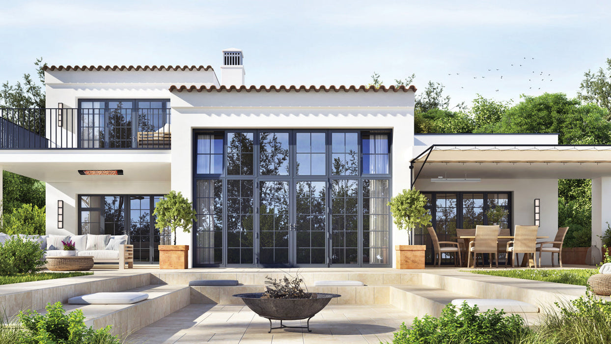 Eurofase EF30 Series Single Element EF30208S4 3000 Watts 208V Electric Infrared Patio Heater - 61.25 in. x 9.38 in. x 8.18 in. - Stainless Steel Color