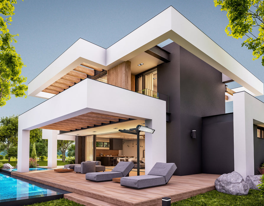 Eurofase EF50 Series Dual Element EF50240S5 5000 Watts 240V Electric Infrared Patio Heater - 39.38 in. x 9.38 in. x 8.18 in. - Stainless Steel Color