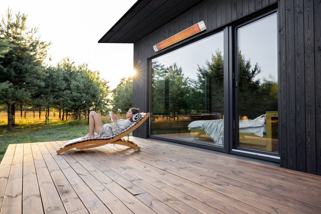 Eurofase EF20 Series Single Element EF20480S6 2000 Watts 480V Electric Infrared Patio Heater - 39.38 in. x 9.38 in. x 8.18 in. - Stainless Steel Color