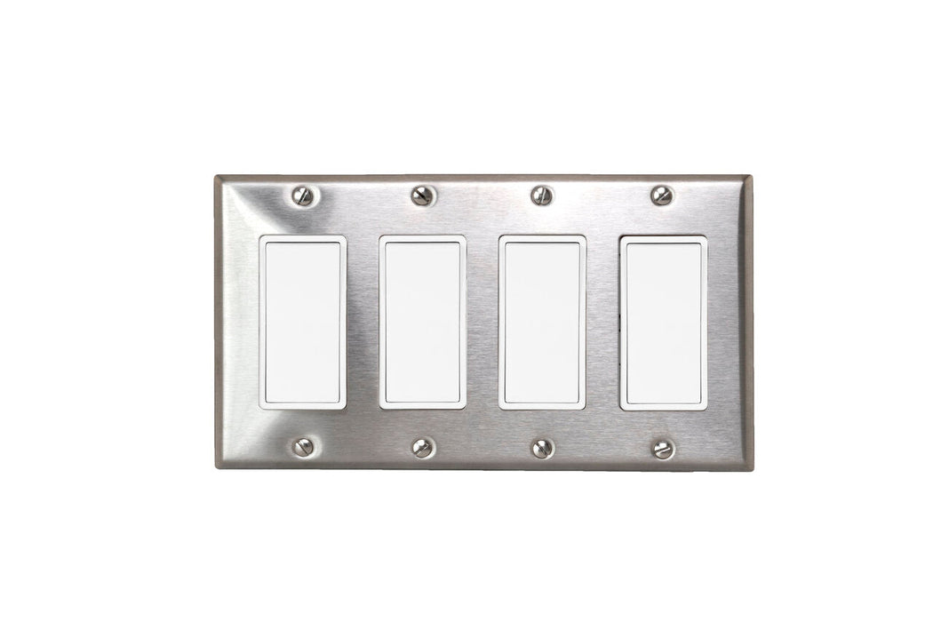 Eurofase Control EFSSPS4 OnOff Switch with Plate and Box - 8.30 in. x 2.50 in. x 4.5 in. - Stainless Steel Color