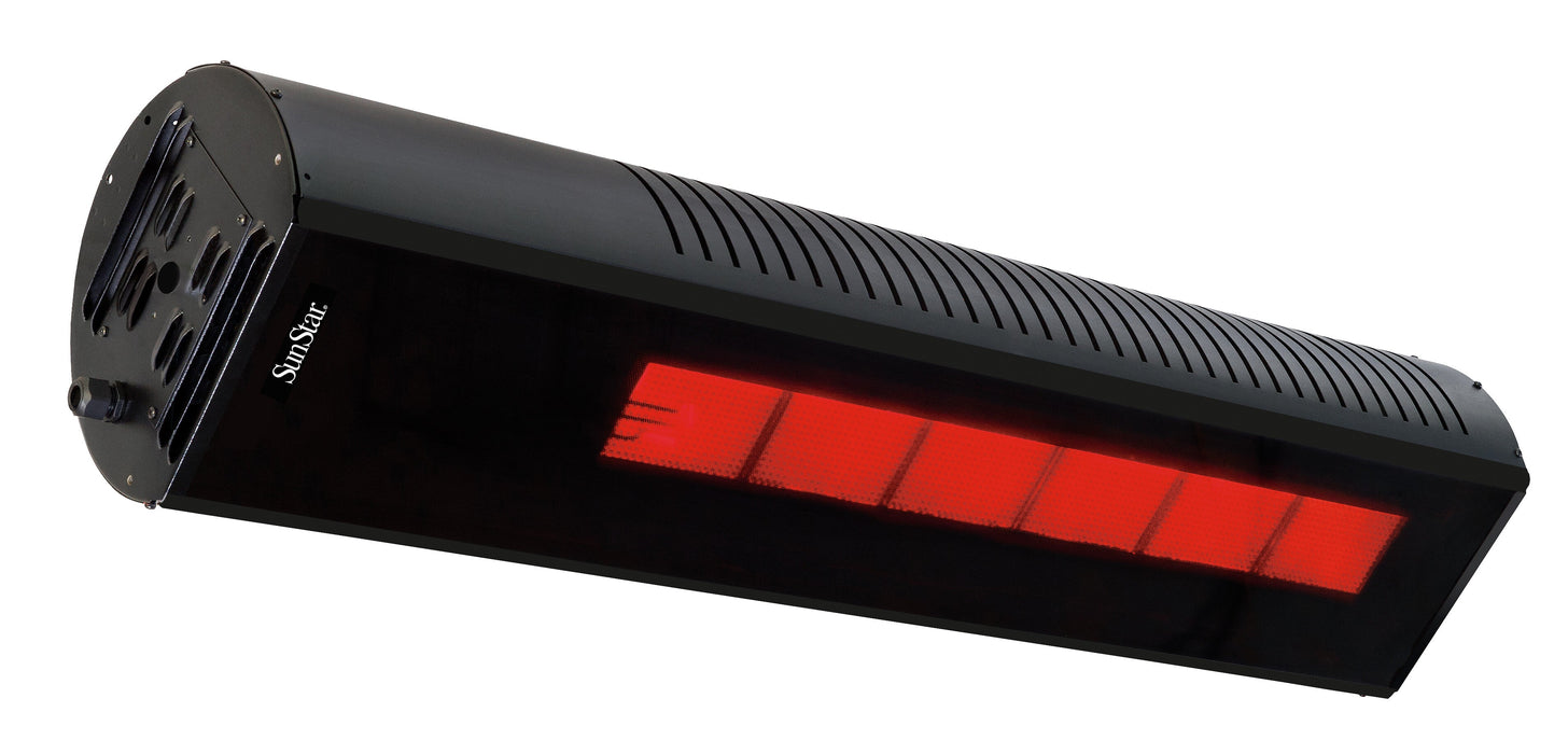 Sunstar Glass Series N7 SGL1560 35000-24000 BTUs Natural Gas Radiant Infrared Angled Mount Patio Heater in 48 x 11.8 x 9.6 in. - Black Color