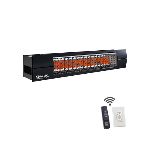 Sunpak S34 B TSR-B Outdoor Infrared Patio Heater in Black (34000 BTUs) with Black Front Fascia Kit