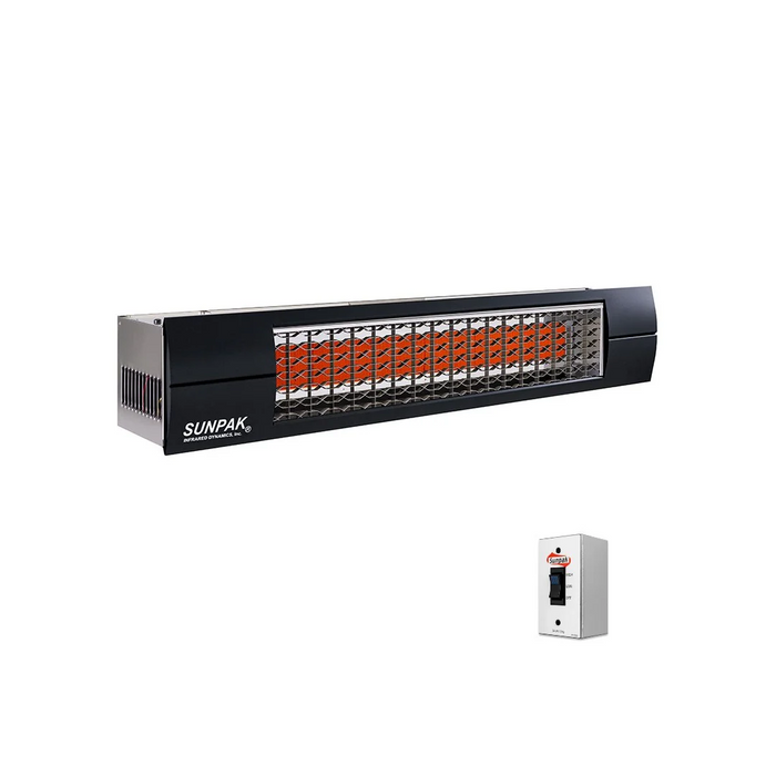 Sunpak S34 S TSH-B Outdoor Infrared Patio Heater in Stainless Steel (34000 BTUs) with Black Front Fascia Kit 
