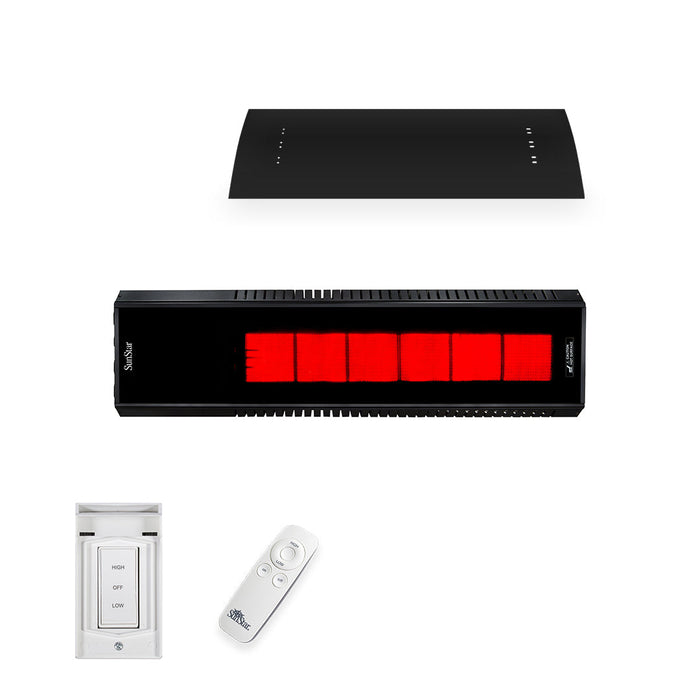 Sunstar Glass Series 50N10 SGL0 50000-34000 BTUs Natural Gas Radiant Infrared Horizontal Mount Patio Heater with Wireless Remote Control in 48 x 11.8 x 9.6 in. - Black Color