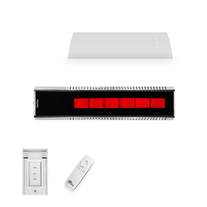 Sunstar Marine Grade Series N10 MGL0 35000-24000 BTUs Natural Gas Radiant Infrared Horizontal Mount Patio Heater with Wireless Remote Control in 48 x 11.8 x 9.6 in. - Stainless Steel Color