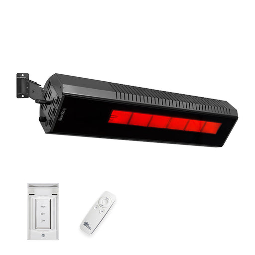 Sunstar Glass Series N10 SGL1560 35000-24000 BTUs Natural Gas Radiant Infrared Angled Mount Patio Heater with Wireless Remote Control in 48 x 11.8 x 9.6 in. - Black Color
