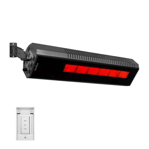 Sunstar Glass Series N7 SGL1560 35000-24000 BTUs Natural Gas Radiant Infrared Angled Mount Patio Heater in 48 x 11.8 x 9.6 in. - Black Color